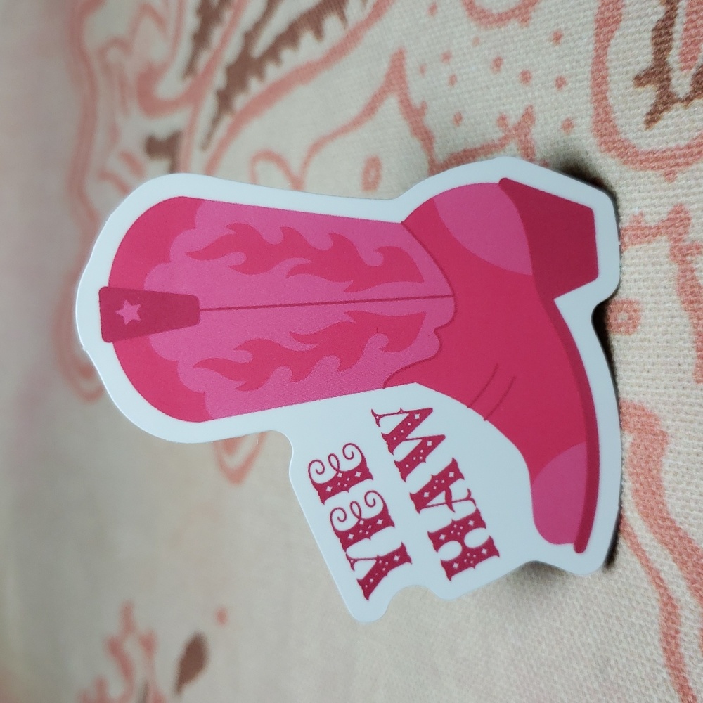 Pink Cowboy Boot Sticker Yee Haw Sticker (G) - Picture 4 of 4